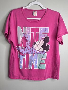 Vintage 90s Mickey Unlimited "Nite Time" Mickey Mouse T-Shirt | Pink | Medium